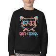 67 33 Days Of School Baseball Drip 100 Days Of School Youth Crewneck Sweatshirt