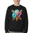 67 Baseball Ice Cream Drip Kids Youth Crewneck Sweatshirt