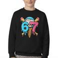 67 Baseball Ice Cream Drip Player Youth Crewneck Sweatshirt