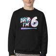 6th Birthday Boy Bro I'm 6 Year Old Baseball Ice Cream Drip Youth Crewneck Sweatshirt 6th Birthday Boy Bro I'm 6 Year Old Baseball Ice Cream Drip Youth Crewneck Sweatshirt