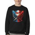 American Baseball Drip Graffiti Ball And Bat Youth Crewneck Sweatshirt