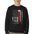 American Flag Baseball Team Baseball Player Baseball Youth Crewneck Sweatshirt