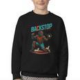 Backstop Catcher Baseball Graphic Youth Crewneck Sweatshirt