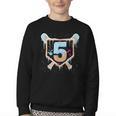 Baseball 5 Year Old Ice Cream Drip 5th Birthday Boy Number 5 Youth Crewneck Sweatshirt Baseball 5 Year Old Ice Cream Drip 5th Birthday Boy Number 5 Youth Crewneck Sweatshirt