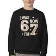 Baseball 7th Birthday 6 7 Years Old I Was 6 Now I'm 7 Youth Crewneck Sweatshirt Baseball 7th Birthday 6 7 Years Old I Was 6 Now I'm 7 Youth Crewneck Sweatshirt