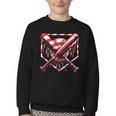 Baseball Candy Cane Christmas Baseball Ice Cream Drip Boys Youth Crewneck Sweatshirt