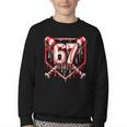 Baseball Candy Cane Drip 6 7 Six Seven Meme Christmas Boys Youth Crewneck Sweatshirt