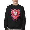 Baseball Drip Ice Cream Sprinkles Valentines Day Baseball Youth Crewneck Sweatshirt