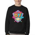Baseball Drip Jersey Number 67 For Players & 67th Birthday Youth Crewneck Sweatshirt Baseball Drip Jersey Number 67 For Players & 67th Birthday Youth Crewneck Sweatshirt