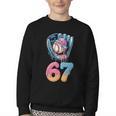 Baseball Drip Number 67 Player 67th Birthday Ice Cream 67 Youth Crewneck Sweatshirt
