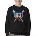Baseball Drip Number 67 Player Or 67Th Birthday Youth Crewneck Sweatshirt Baseball Drip Number 67 Player Or 67Th Birthday Youth Crewneck Sweatshirt