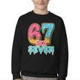 Baseball Drip Number 67 Player Trendy 6 7 Meme Youth Crewneck Sweatshirt