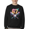 Baseball Drip Number 67 Player Youth Crewneck Sweatshirt Baseball Drip Number 67 Player Youth Crewneck Sweatshirt