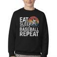 Baseball Fan Vintage Retro Eat Sleep Baseball Repeat Youth Crewneck Sweatshirt Baseball Fan Vintage Retro Eat Sleep Baseball Repeat Youth Crewneck Sweatshirt