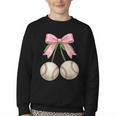 Baseball Girls Women Coquette Pink Bow Baseball Youth Crewneck Sweatshirt Baseball Girls Women Coquette Pink Bow Baseball Youth Crewneck Sweatshirt