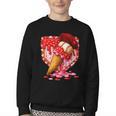 Baseball Heart Valentine Baseball Ice Cream Drip Boys Girls Youth Crewneck Sweatshirt