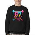 Baseball Ice Cream Drip 67 Meme Six Seven 67th Birthday Youth Crewneck Sweatshirt Baseball Ice Cream Drip 67 Meme Six Seven 67th Birthday Youth Crewneck Sweatshirt