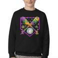 Baseball Ice Cream Drip Boys Mardi Gras Carnival Party Mask Youth Crewneck Sweatshirt Baseball Ice Cream Drip Boys Mardi Gras Carnival Party Mask Youth Crewneck Sweatshirt