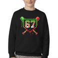 Baseball Ice Cream Drip Number 67 Player 6 7 Christmas Pjs Youth Crewneck Sweatshirt Baseball Ice Cream Drip Number 67 Player 6 7 Christmas Pjs Youth Crewneck Sweatshirt