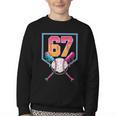 Baseball Ice Cream Drip Number 67 Player 67th Birthday Men Youth Crewneck Sweatshirt Baseball Ice Cream Drip Number 67 Player 67th Birthday Men Youth Crewneck Sweatshirt