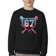 Baseball Ice Cream Drip Number 67 Player 67th Birthday Youth Crewneck Sweatshirt Baseball Ice Cream Drip Number 67 Player 67th Birthday Youth Crewneck Sweatshirt