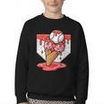 Baseball Ice Cream Drip Baseball Strawberry For Youth Red Youth Crewneck Sweatshirt Baseball Ice Cream Drip Baseball Strawberry For Youth Red Youth Crewneck Sweatshirt