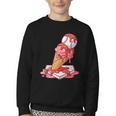 Baseball Ice Cream Drip Youth Strawberry Baseball Red Youth Crewneck Sweatshirt Baseball Ice Cream Drip Youth Strawberry Baseball Red Youth Crewneck Sweatshirt
