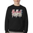 Baseball Mama Lightning Bolt Checkered Varsity Mother's Day Youth Crewneck Sweatshirt