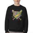Baseball Mardi Gras Home Plate Ice Cream Drip Carnival Mask Youth Crewneck Sweatshirt Baseball Mardi Gras Home Plate Ice Cream Drip Carnival Mask Youth Crewneck Sweatshirt