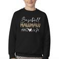 Baseball Mawmaw Leopard Baseball Heart Youth Crewneck Sweatshirt