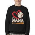 Baseball Nana Baseball Heart Family Matching Youth Crewneck Sweatshirt