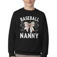 Baseball Nanny Baseball Coquette Bow Youth Crewneck Sweatshirt