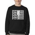 Baseball Pitcher Player Team Sport Lover Family Friends Fans Youth Crewneck Sweatshirt
