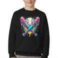 Baseball Player Ice Cream Drip Youth Crewneck Sweatshirt Baseball Player Ice Cream Drip Youth Crewneck Sweatshirt