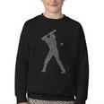 Baseball Player Typography Word Art Youth Crewneck Sweatshirt