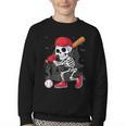 Baseball Skeleton Halloween Playing Youth Crewneck Sweatshirt