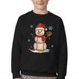 Baseball Snowman Merry Christmas Holiday Sports Xmas Pajamas Youth Crewneck Sweatshirt