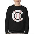 Baseball Sport Player Graphic Monogram Initial Letter C Youth Crewneck Sweatshirt Baseball Sport Player Graphic Monogram Initial Letter C Youth Crewneck Sweatshirt