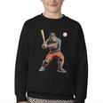 Bigfoot Playing Baseball Boys Kids Men Baseball Player Youth Crewneck Sweatshirt