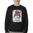 Bleached Tia Life Soccer Messy Bun Baseball Game Day Youth Crewneck Sweatshirt Bleached Tia Life Soccer Messy Bun Baseball Game Day Youth Crewneck Sweatshirt