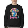 Blue Checkered I Was 6 Now I'm 7 Birthday Cake Baseball Drip Youth Crewneck Sweatshirt Blue Checkered I Was 6 Now I'm 7 Birthday Cake Baseball Drip Youth Crewneck Sweatshirt