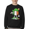 Boys St Patricks Day Kids Baseball Player Ice Cream Drip Youth Crewneck Sweatshirt