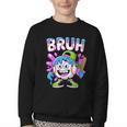 Bruh Baseball Drip Boys Youth Ice Cream Dripping Baseball Youth Crewneck Sweatshirt