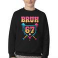Bruh Baseball Ice Cream Drip Number 67 Player 67th Birthday Youth Crewneck Sweatshirt Bruh Baseball Ice Cream Drip Number 67 Player 67th Birthday Youth Crewneck Sweatshirt