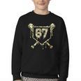 Camo Baseball Ice Cream Drip Number 67 Player 67th Birthday Youth Crewneck Sweatshirt