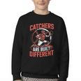 Catchers Are Built Different Baseball Catcher Youth Crewneck Sweatshirt