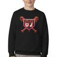Chocolate 67 Drip Baseball Valentine Love Sports Youth Crewneck Sweatshirt