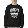 Christian Baseball My Strength Comes From The Lord Baseball Youth Crewneck Sweatshirt