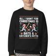 Christmas Baseball Bats Catcher Mitts Holiday Tee Youth Crewneck Sweatshirt Christmas Baseball Bats Catcher Mitts Holiday Tee Youth Crewneck Sweatshirt