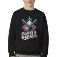 Coffee And Baseball Baseball Player Youth Crewneck Sweatshirt